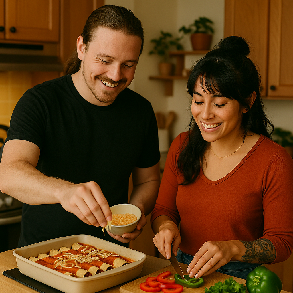 Drew and Frankie cooking