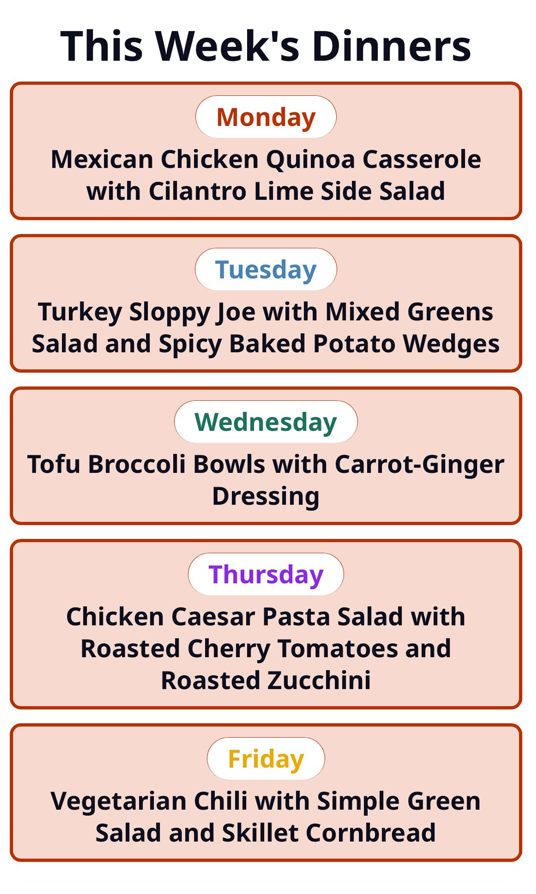 Weekly Menu Screenshot